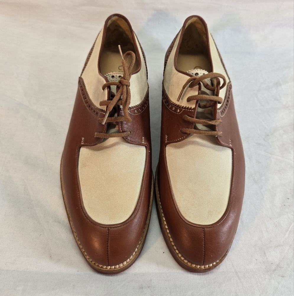 Vintage Gucci Spectator Men's 41D Brown Beige Italy Derby Oxfords Dress Shoes - Picture 3 of 8